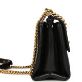 Pre-owned Chanel Small Coco Luxe Flap Bag Black Lambskin Antique Gold Hardware