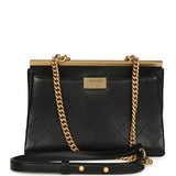 Pre-owned Chanel Small Coco Luxe Flap Bag Black Lambskin Antique Gold Hardware