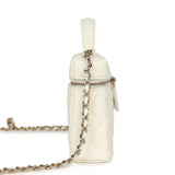 Chanel Trendy Top Handle Long Vanity Case with Chain White Caviar Light Gold Hardware