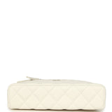 Chanel Trendy Top Handle Long Vanity Case with Chain White Caviar Light Gold Hardware