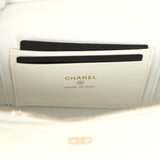 Chanel Trendy Top Handle Long Vanity Case with Chain White Caviar Light Gold Hardware
