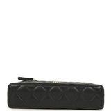 Chanel Top Handle Long Vanity Case with Chain Black Shiny Caviar Light Gold Hardware