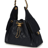 Chanel Small 25 Hobo Bag Dark Navy Caviar Antique Gold Hardware - Thumbnail View 5