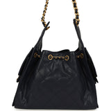 Chanel Small 25 Hobo Bag Dark Navy Caviar Antique Gold Hardware - Thumbnail View 4
