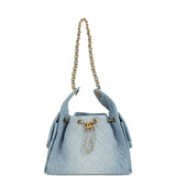 Chanel Small 25 Hobo Bag Light Blue Washed Denim Antique Gold Hardware