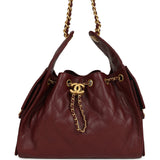 Chanel Small 25 Hobo Bag Burgundy Caviar Antique Gold Hardware