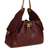 Chanel Small 25 Hobo Bag Burgundy Caviar Antique Gold Hardware