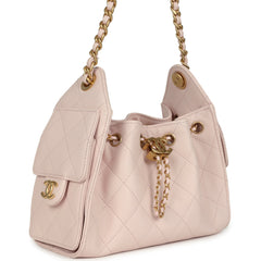 Chanel Mini 25 Hobo Bag Light Pink Caviar Antique Gold Hardware