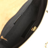 Chanel Coco Base Top Handle Flap Bag Brown Suede and Black Shiny Lambskin Brushed Gold Hardware