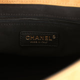 Chanel Coco Base Top Handle Flap Bag Brown Suede and Black Shiny Lambskin Brushed Gold Hardware