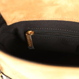 Chanel Coco Base Top Handle Flap Bag Brown Suede and Black Shiny Lambskin Brushed Gold Hardware