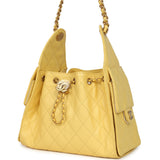 Chanel Small 25 Hobo Bag Yellow Caviar Antique Gold Hardware