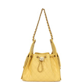 Chanel Small 25 Hobo Bag Yellow Caviar Antique Gold Hardware