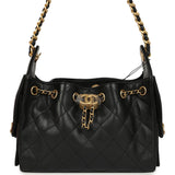 Chanel Mini 25 Hobo Bag Black Caviar Antique Gold Hardware