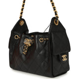 Chanel Mini 25 Hobo Bag Black Caviar Antique Gold Hardware