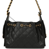 Chanel Mini 25 Hobo Bag Black Caviar Antique Gold Hardware