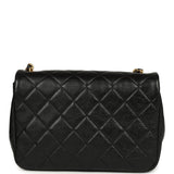 Chanel Small Pearl Flap Bag Black Shiny Calfskin Brushed Gold Hardware