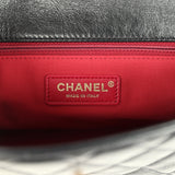 Chanel Small Pearl Flap Bag Black Shiny Calfskin Brushed Gold Hardware