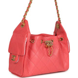 Chanel Mini 25 Hobo Bag Coral Pink Caviar Antique Gold Hardware