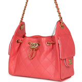 Chanel Mini 25 Hobo Bag Coral Pink Caviar Antique Gold Hardware