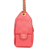 Chanel Mini 25 Hobo Bag Coral Pink Caviar Antique Gold Hardware
