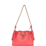 Chanel Mini 25 Hobo Bag Coral Pink Caviar Antique Gold Hardware