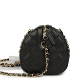 Chanel Mini Timeless Classic Barrel Bag with Chain Black Shiny Caviar Light Gold Hardware