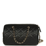 Chanel Mini Timeless Classic Barrel Bag with Chain Black Shiny Caviar Light Gold Hardware