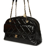 Chanel Maxi Bowling Bag Black Shiny Crumpled Calfskin Antique Gold Hardware