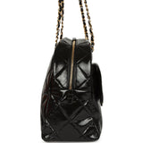 Chanel Maxi Bowling Bag Black Shiny Crumpled Calfskin Antique Gold Hardware