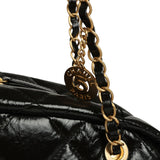 Chanel Maxi Bowling Bag Black Shiny Crumpled Calfskin Antique Gold Hardware
