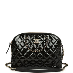 Chanel Top Handle Shopping Bag Black Patent Leather Gold Hardware