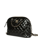 Chanel Top Handle Shopping Bag Black Patent Leather Gold Hardware