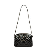 Chanel Top Handle Shopping Bag Black Patent Leather Gold Hardware