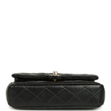 Chanel Nano Classic Double Flap Bag Charm Black Lambskin Light Gold Hardware