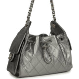 Chanel Mini 25 Hobo Bag Anthracite Metallic Caviar Silver Hardware