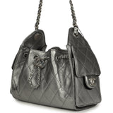 Chanel Mini 25 Hobo Bag Anthracite Metallic Caviar Silver Hardware