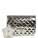 Chanel Small Flap Bag & Star Coin Purse Silver Mirror Calfskin and Metallic Calfskin Light Gold Hardware