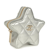 Chanel Small Flap Bag & Star Coin Purse Silver Mirror Calfskin and Metallic Calfskin Light Gold Hardware