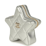 Chanel Small Flap Bag & Star Coin Purse Silver Mirror Calfskin and Metallic Calfskin Light Gold Hardware