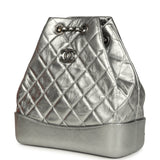 Pre-owned Chanel Small Gabrielle Backpack Metallic Silver Aged Calfskin Mixed Metal Hardware