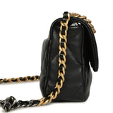 Pre-owned Chanel Medium 19 Flap Bag Black Shiny Lambskin Mixed Hardware