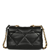 Pre-owned Chanel Medium 19 Flap Bag Black Shiny Lambskin Mixed Hardware