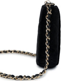 Chanel Crystal CC Hobo Bag with Chain Black Velvet Light Gold Hardware