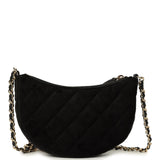 Chanel Crystal CC Hobo Bag with Chain Black Velvet Light Gold Hardware
