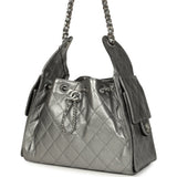 Chanel Small 25 Hobo Bag Metallic Anthracite Caviar Silver Hardware - Thumbnail View 3