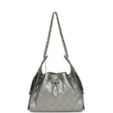 Chanel Small 25 Hobo Bag Metallic Anthracite Caviar Silver Hardware - Thumbnail View 6