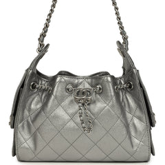 Chanel Mini 25 Hobo Bag Anthracite Metallic Caviar Silver Hardware