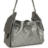 Chanel Mini 25 Hobo Bag Anthracite Metallic Caviar Silver Hardware - Thumbnail View 2