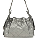 Chanel Mini 25 Hobo Bag Anthracite Metallic Caviar Silver Hardware - Thumbnail View 5